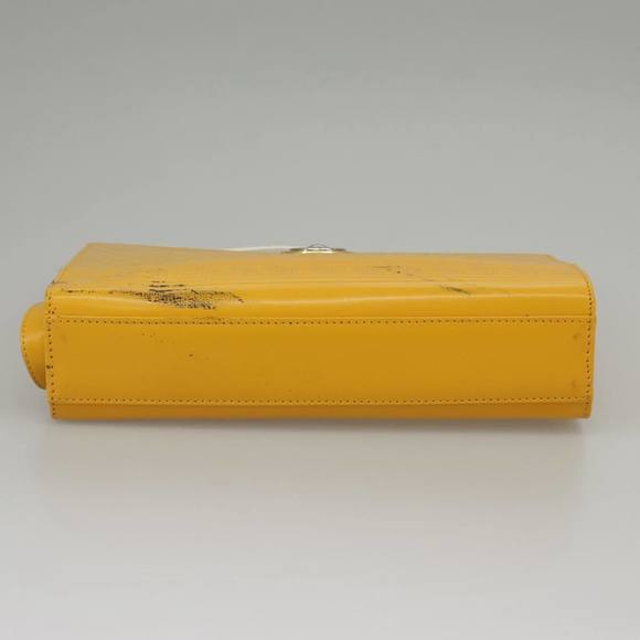 Gianni Versace Clutch Bag Leather Yellow Gold Auth ac3403